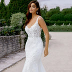 Wedding Dress Customized Bride Dresses Sequined Lace Appliques Luxury V Neck Mermaid New Bridal Gowns Elegant Vestidos De Novia