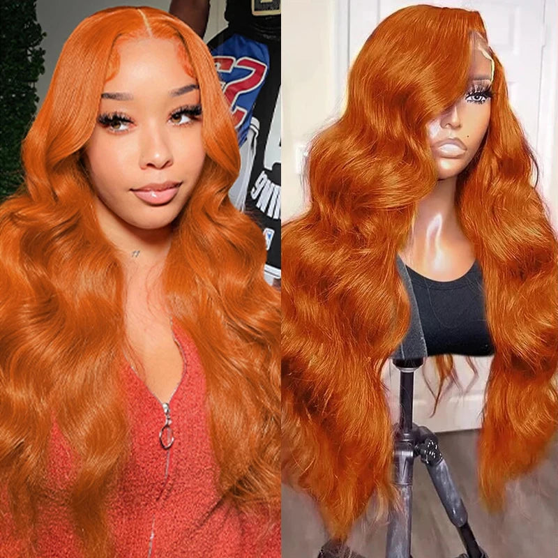 Ginger Orange 13x6 Lace Front Wigs Human Hair 200% Density Body Wave Wig 350 Colored Human Hair Wig Pre Plucked Secondary image