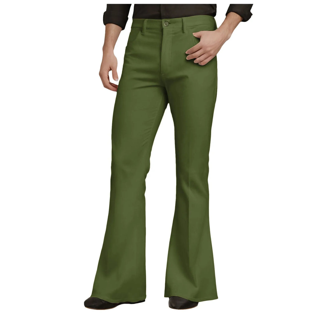 Vintage Flared Pants For Men Harajuku High Waist Skinny Pants Male Retro Slim Fit Bell Bottom Trousers Street Wear Pantalones