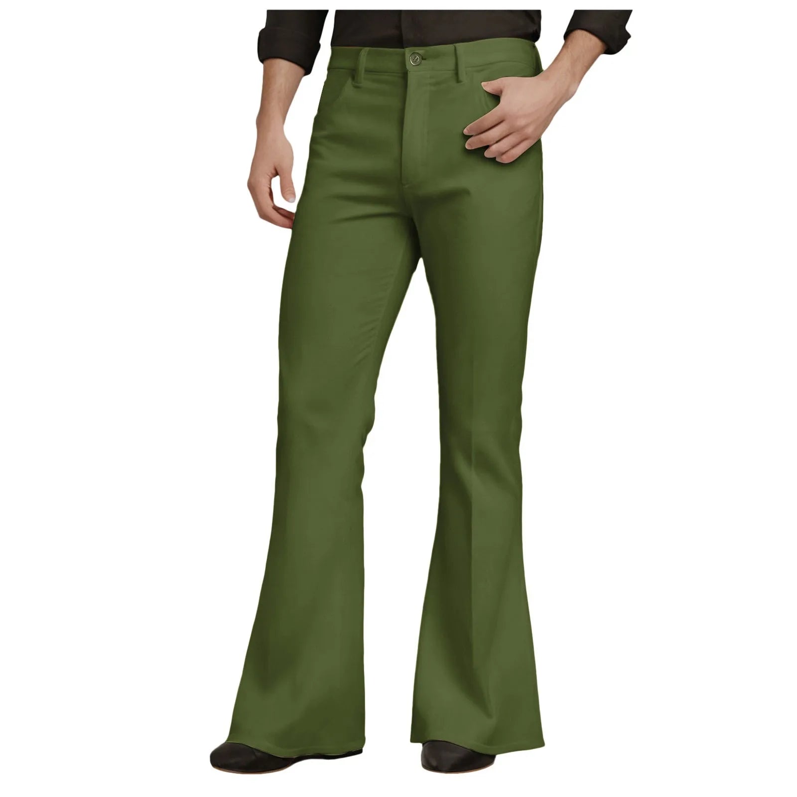 Vintage Flared Pants For Men Harajuku High Waist Skinny Pants Male Retro Slim Fit Bell Bottom Trousers Street Wear Pantalones