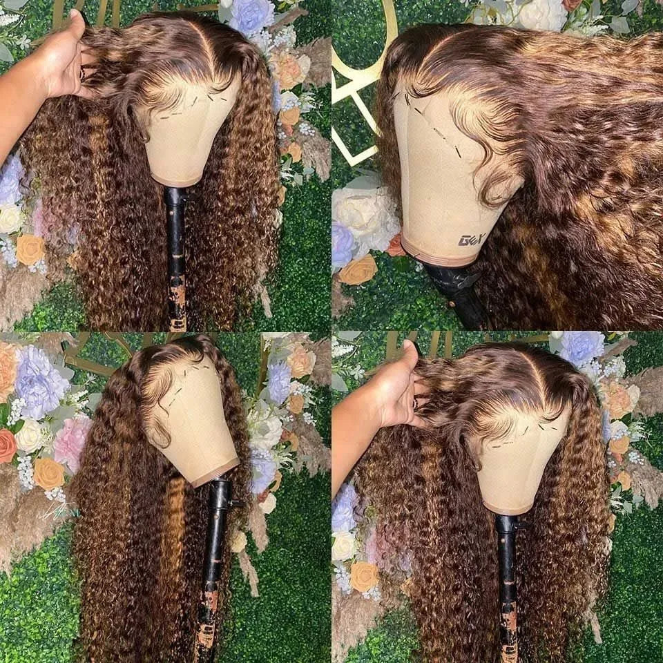 Rose Pink Small Curls Lace Front Wig 13x4 HD Deep Wave Frontal Wig for Women Synthetic Lace Frontal Wig Pre Plucked Daily