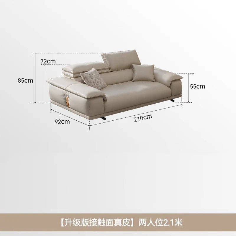 Genuine Leather Italian Living Room Sofa Luxury Lounge Designer Minimalist Sofa Modern Family Muebles Home Furniture Accessories