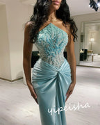 Customized Classic Modern Style Formal Evening Strapless Mermaid Beadings Bespoke Occasion  Prom Dresses