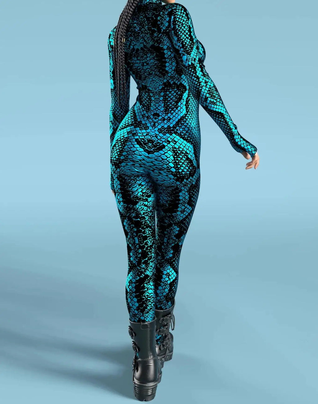 Women's Stylish Green Snake Print BodySuit New Halloween Adult Cosplay Jumpsuit Colorful 3D Printing Carnival Party Rave Outfits