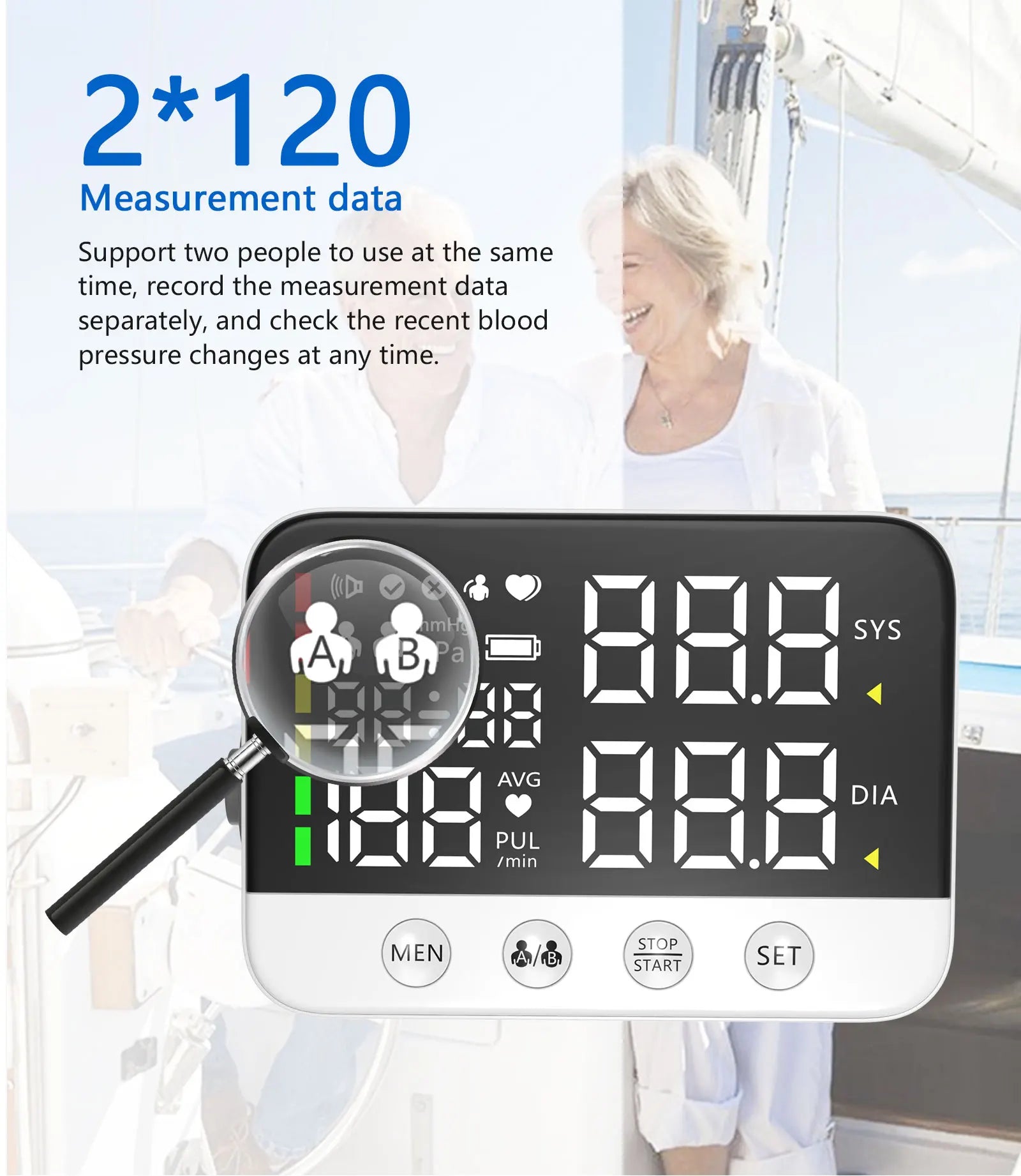 Blood Pressure Monitor Arm Cuff Tensiometer Tonometer Digital Voice Sphygmomanometer Electronic Medical BP Monitors Rechargeable