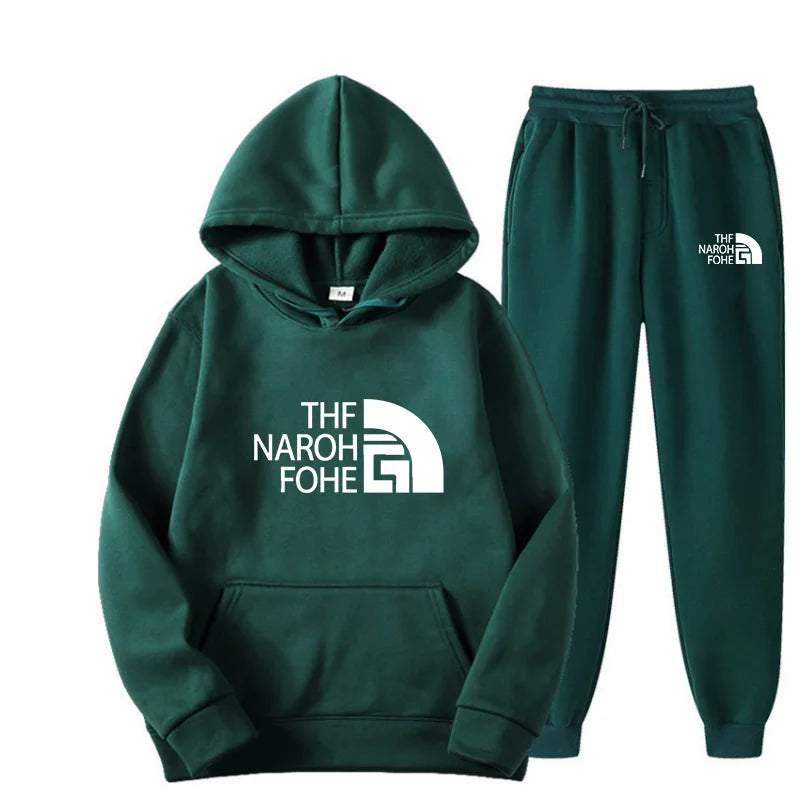 Men's and women's fashionable sports casual hooded sweatshirts and sweatpants, fashionable and simple printed sportswear