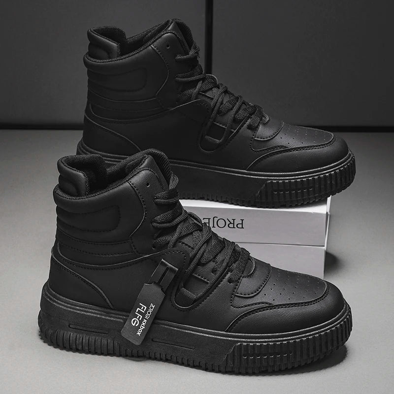 New Fashion Casual Sneakers High Top Skateboard Shoes Student Boots Men and Women Trend Wear Resistant Two-color Couples Secondary image