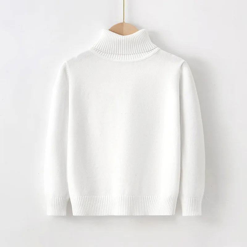 2026 Autumn Winter Children's Cotton Sweater Full Sleeve Turtleneck Knitwear Baby Boys Girls Clothing Warm Soft Jumper Pullovers