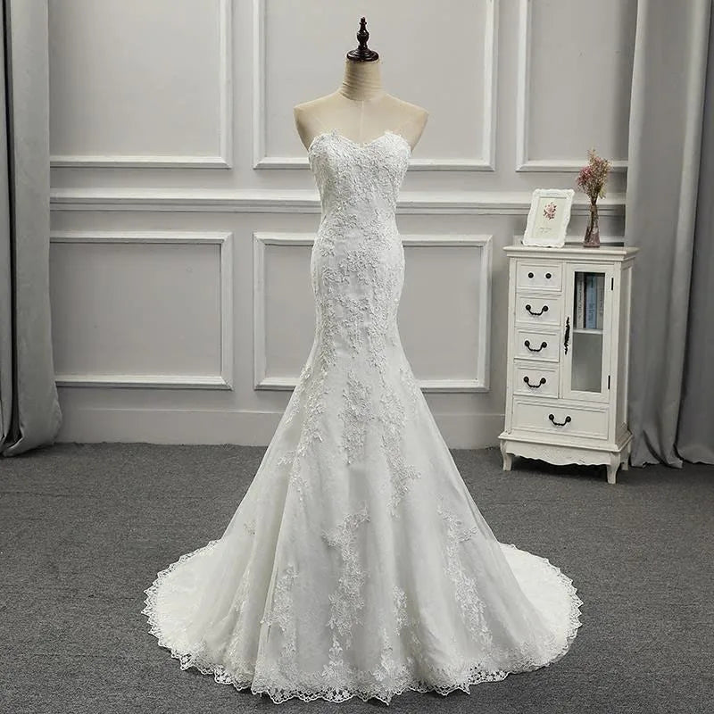 Vestidos Para Mujer Elegantes Para Boda New Strapless Slimming Fishtail Sweet Lace French Light Luxury Bride Light Wedding Dress Main image