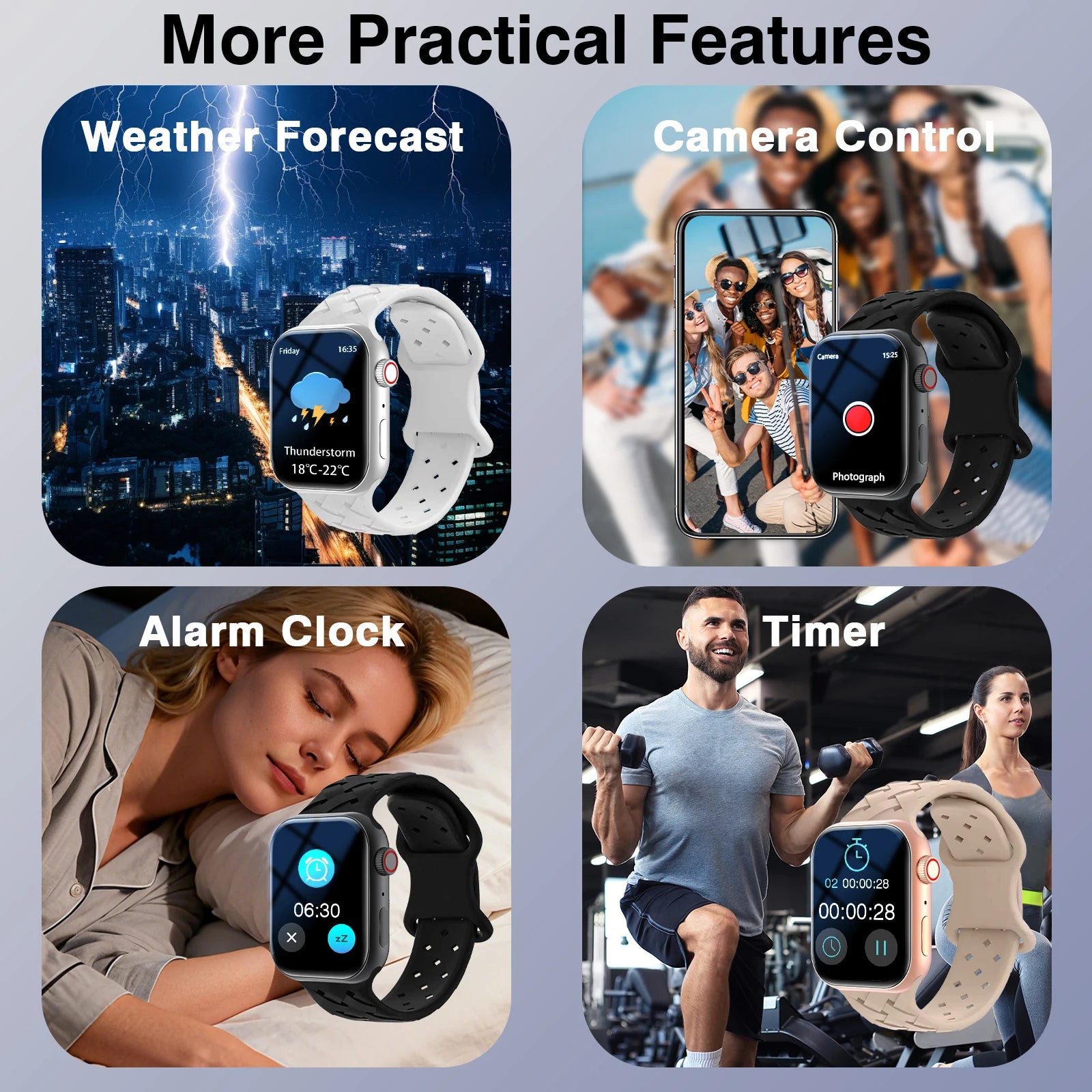 New Smart Watch,More Sports Modes,Voice Assistant,Outdoor Fitness Tracker, For Iphone/Android, An Ideal Gift for Family &Friends
