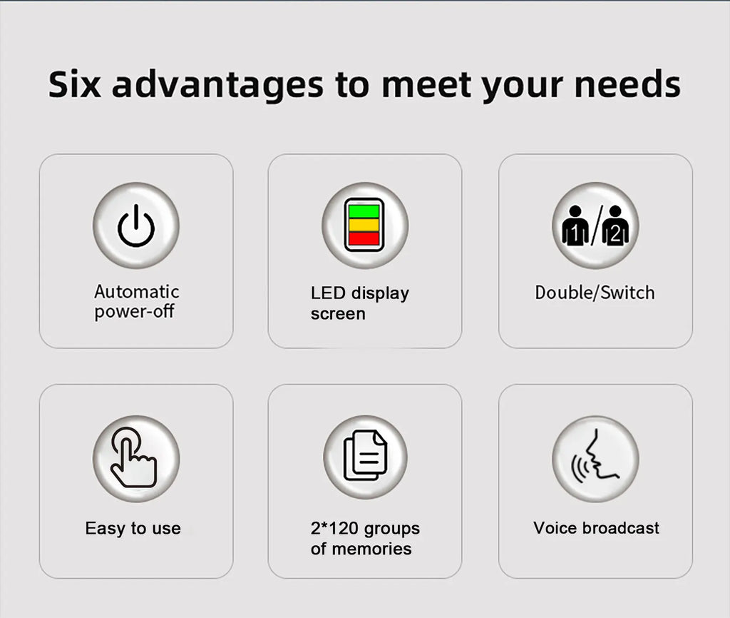 Blood Pressure Monitor Arm Cuff Tensiometer Tonometer Digital Voice Sphygmomanometer Electronic Medical BP Monitors Rechargeable