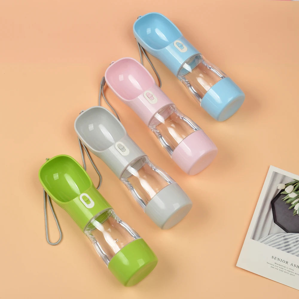 Portable Dog Water Bottle Dispenser 2 In 1 Pet Food And Water Feeder Outdoor Walking Hiking Drinking Bowls For Small Cats Dogs