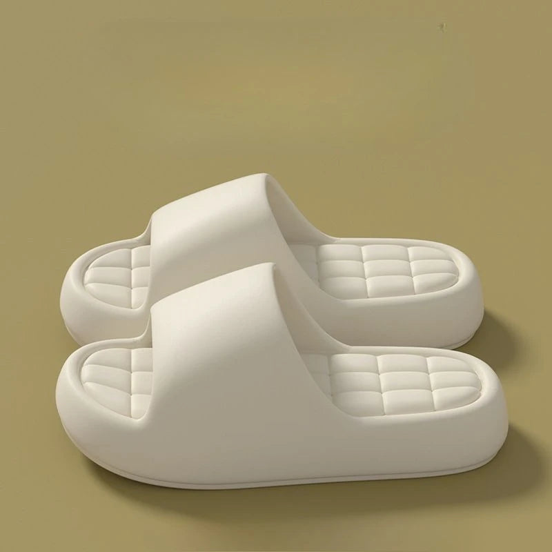 Unisex Bathroom Slippers Cloud Cushion Slides Summer Flat Sandals Thick Platform Shoes Man Indoor Non-Slip Couple Flip Flops