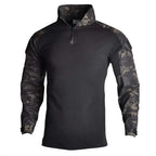 Outdoor Long Sleeve Tactical Shirts Combat Shirt 1/4 Zipper Ripstop Cotton Wear-resisting Camo Airsoft T Shirts Men Clothing