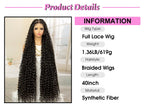 Full Lace Synthetic Box Braided Wigs Boho Braids Wig Black Women 40 Inches Synthetic Wig Afro Bohemian Braiding Hair