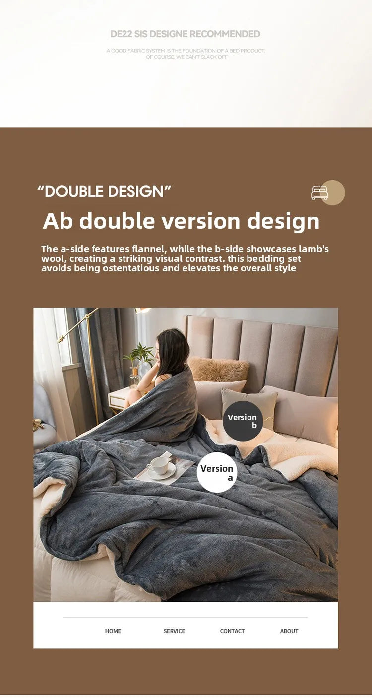 Solid Color Thickening Lamb Wool Multifunctional Duvet Blanket Bed Cover Bedspread on The Bed Keep Warm Winter Bed Blankets
