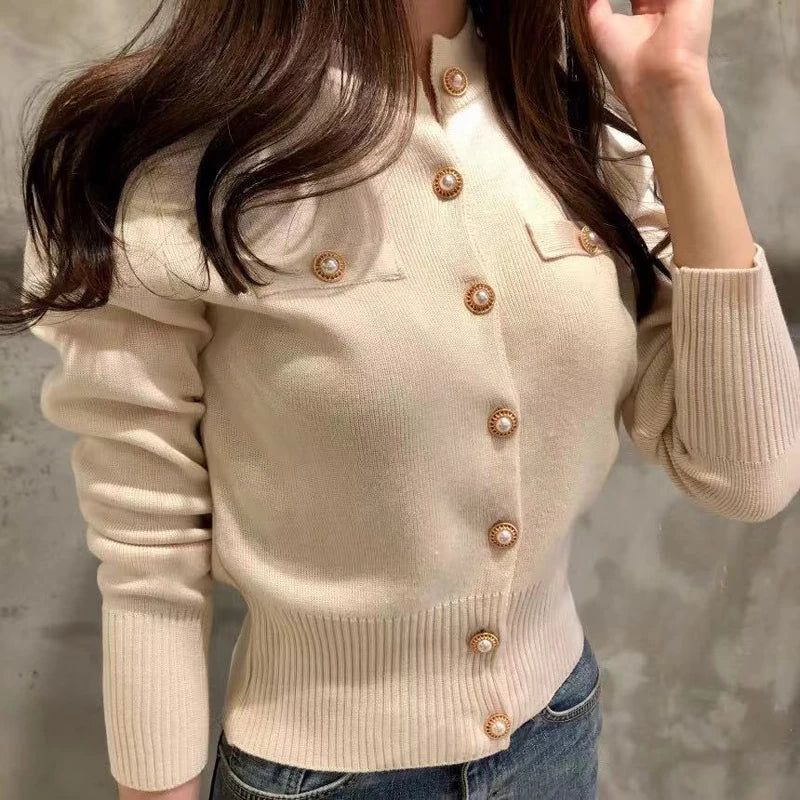 2026 Autumn Long Sleeve Fashion Women Cardigans Sweater Knitted Coat Short Casual Single Breasted Korean Slim Chic Ladies Tops Main image