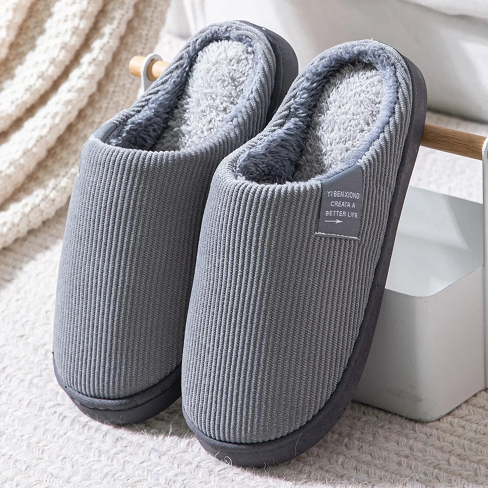 NEW Women's Men's Casual Thick Soft Bottom Home Slippers Household Plush Slippers Anti-slip Thermal Slippers Indoor Winter Flats Main image