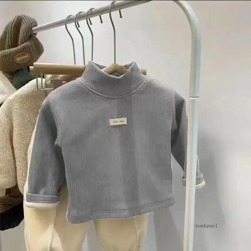 Children's Autumn Winter Half High Neck Pullover Long Sleeve Bottom Shirt Kids Baby Boys Girls Clothing Tops Secondary image
