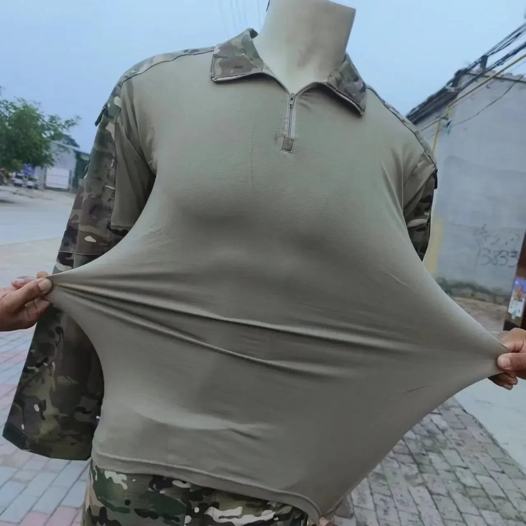 Outdoor Tactical Hiking T-Shirts Men Combat Military Army CP Camouflage Long Sleeve Hunting Climbing Shirt Cotton Sport Clothes