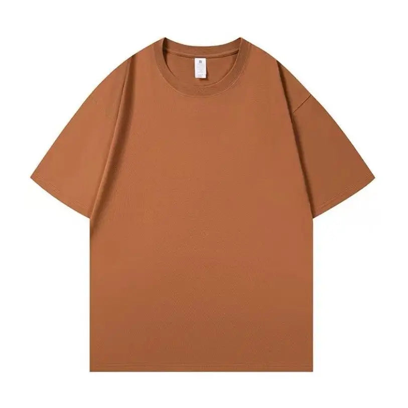 Heavyweight Impermeable 300g Carbon Matte Pure Cotton Thick Short Sleeved T-shirt Men and Women Pure White Simple Base Shirt