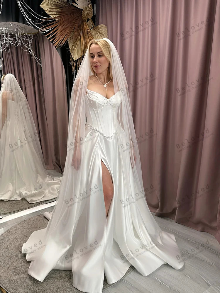 Modern Wedding Dresses Satin Bridal Gowns Elegant Robes For Formal Party Sexy High Slit Dress Vestidos De Novia Customized 2026