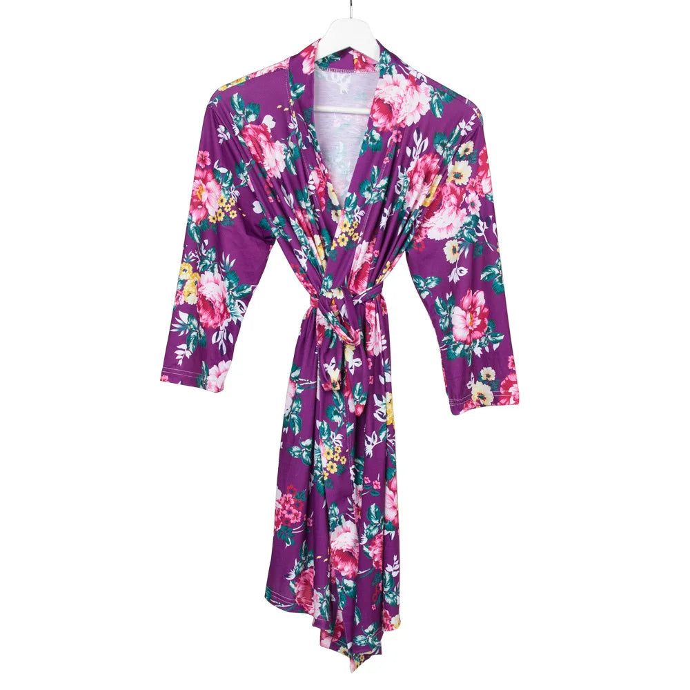 Maternity Robe,Matching Swaddle Set ,Mommy and Me Set, Floral Hospital Robe Bag,Baby Shower Gift,Mama Robe,Baby Girl Blanket