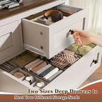 Drer or Bedroom with 7 Ders White Drer with Smooth Metal Rail TV Stand or Bedroom, Hallway, 15" D x 51.2" W x 31.5" H, Antique W