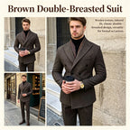 Wool Blend Men's 2 Piece Suit Set（Jacket+Pants) Double Breasted Lapel Suit Set Wedding Prom Dinner Wrok Travel Dinner Banquet