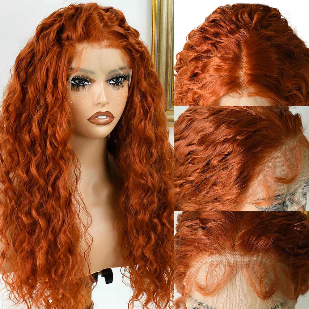 Rose Pink Small Curls Lace Front Wig 13x4 HD Deep Wave Frontal Wig for Women Synthetic Lace Frontal Wig Pre Plucked Daily