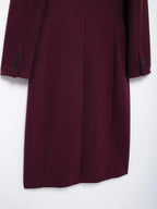 HH Women Fashion Burgundy Woolen Coat Double Breasted Long Sleeve Lapel Blends Jacket Autumn Winter High Street Outerwear