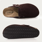 Comwarm Men Suede Clogs Slippers Classic Cork Footbed Mules Women Cozy Fashion Clogs Shoes With Arch Support Men Beach Sandals