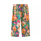 Floral Print Sexy Bodysuit Pant Set Hot Girl Sweetheart Backless Spaghetti Straps Top Elastic Waist Capri Pants Lady Outfit