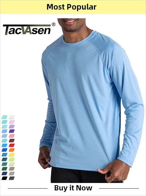 TACVASEN Men Outdoor T-shirts Work Polos Summer Quick Dry T-shirts Long Sleeve Lightweight Golf T-shirts Tee Tops