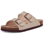 Comwarm Fashion Men's Suede Mules Slippers New Women Clogs Cork Insole Sandals With Arch Support Outdoor Beach Slides Home Shoes