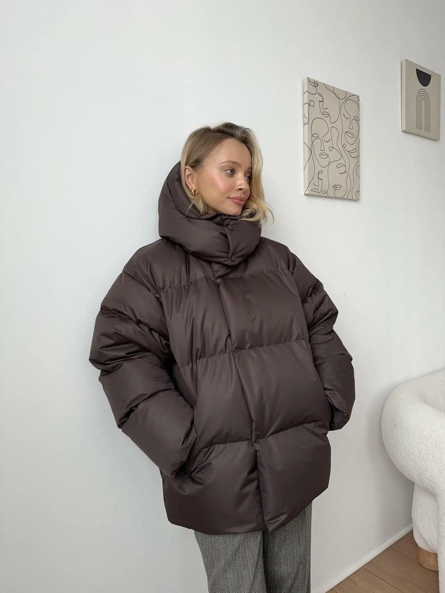 Women Winter Cotton Coat 2025 New Women Loose Cotton Padded Jacket Solid Hooded Parkas Coat Female Puffer Coat Winter Outwear