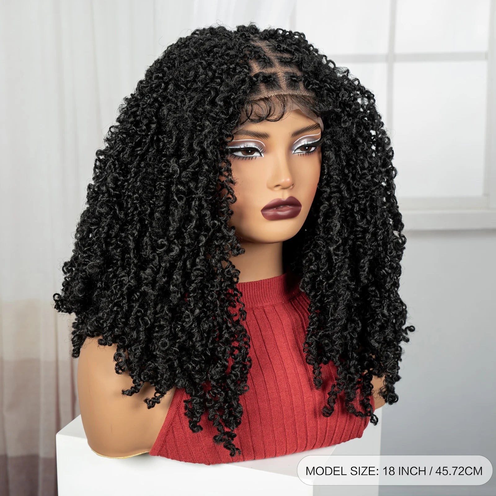 Thick Braided Wigs Synthetic Full Lace Knotless Box Braided Lace Wigs Lace Frontal Natural Braids Wigs for Black Women Secondary image