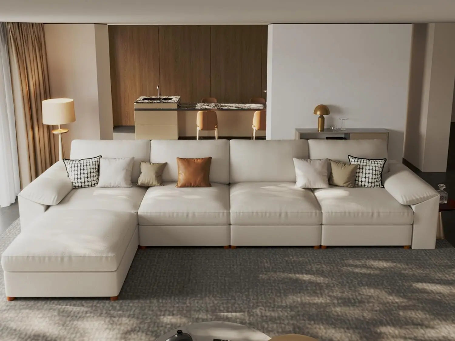 Oversized Modular Sectional Sofa,Leather Sectional Couch with Deep Seat,Extra Large L Shaped Couch, Customized