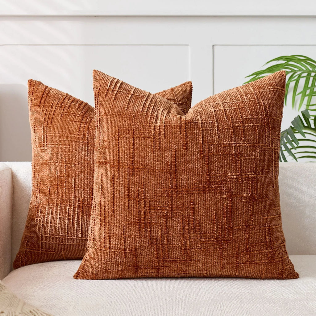 1Pcs Boho Soft Chenille Textured Home Decor Throw Pillow Covers 18x18in Farmhouse Cushion Covers for Spring Summer Fall Winter