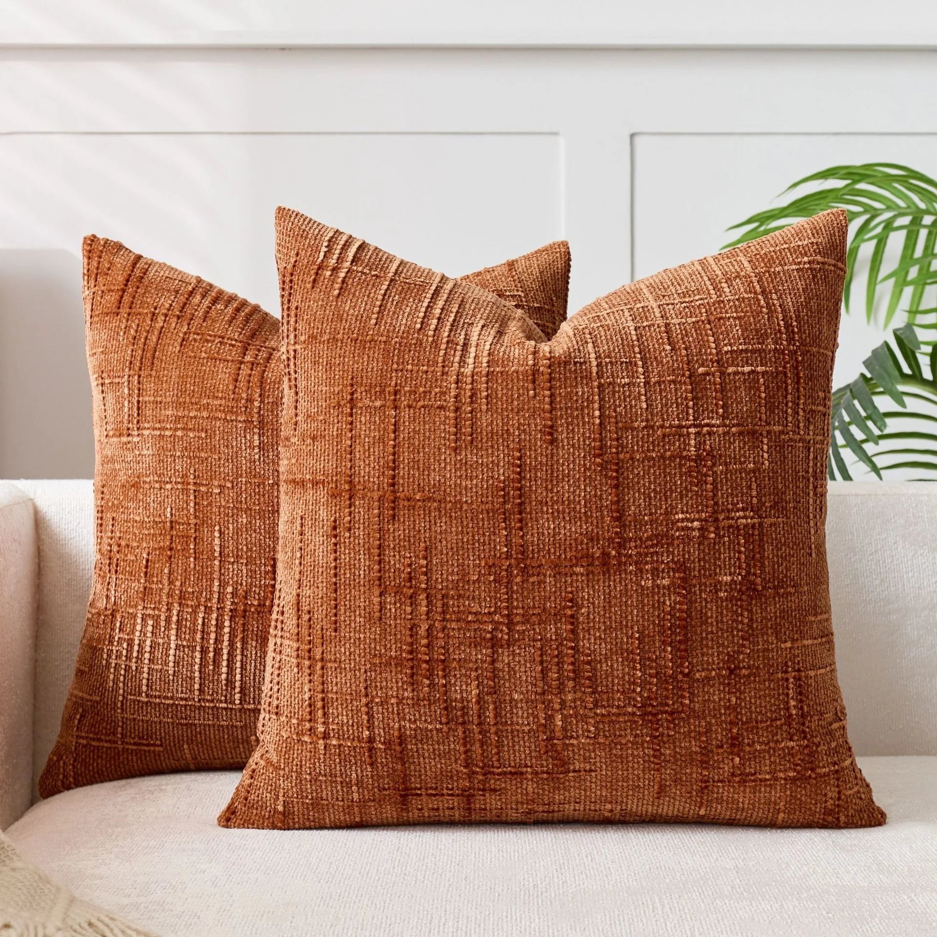 1Pcs Boho Soft Chenille Textured Home Decor Throw Pillow Covers 18x18in Farmhouse Cushion Covers for Spring Summer Fall Winter