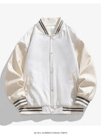 American Retro Suede Baseball Jacket Men's Spring Autumn Casual Leather Sleeve Outerwear JK819 Public Version Couple's Style