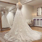 Exquisite Wedding Dress For Bride V-Neck Backless Bride Gown With Lace Applique A-Line Sweep Train Vestidos De Novia 2026 Nuevos