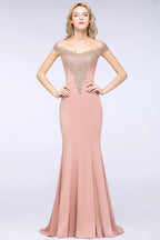 Women Evening Dresses Evening Prom Formal Gowns Wedding Party Long Dress Lace Applique Off Shoulder Dresses Gala