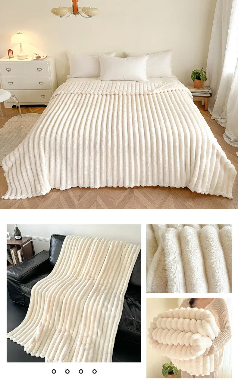 Thickened Material Suitable for Bedroom 1 Piece of Plush Blanket with Wide Terms, Solid Color Multifunctional Flannel Blanket