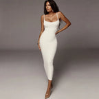 Fashion Sexy Skinny Kint Dress Backless Evening Maxi Dress Women Party Club Ladies Bodycon Peach Slim Hip Elegant Long Dresses