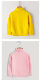 2026 Autumn Winter Children's Cotton Sweater Full Sleeve Turtleneck Knitwear Baby Boys Girls Clothing Warm Soft Jumper Pullovers