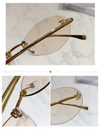 Elegant Diamond Oval Sunglasses Male Letter "F" Rimless Sunglasses  Car Sunglasses  Driving Glasses Sunglasses Women