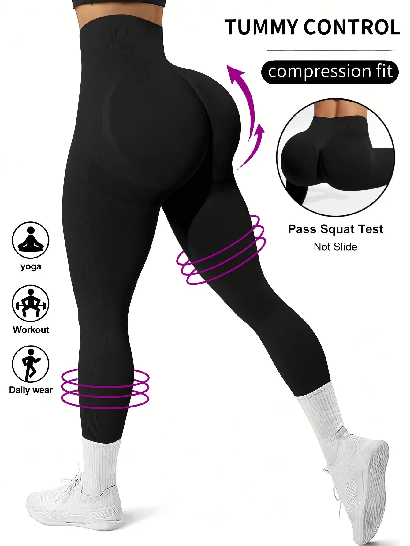CZGUKE High Waist Yoga Pants for Women - Tummy Control Leggings Stretchy Soft Workout Running Pants Comfortable Gym Sports Pants Secondary image