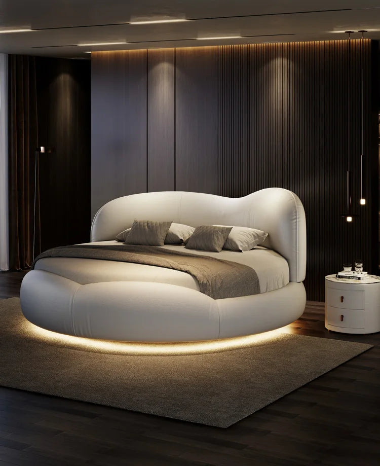 Princess Luxury Pretty Double Bed King Size Modern Italian Round Bed Loft Villa Camas De Dormitorio Bedroom Set Furniture