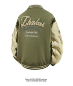 Hip Hop Men's Suede Embroidered Varsity Jacket Color Block Letter Graphic Long Sleeve Baseball Jacket Bomber Coat